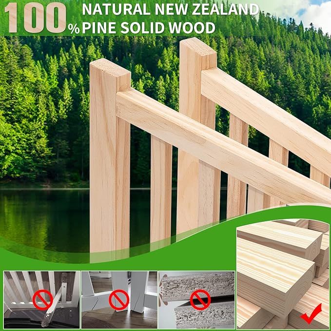 YOCAN Paint-Free Wood FreeStanding Pet Gate for Dogs,Wooden Dog Gates for Doorways, Stairs,The House, Dog Fences Indoor Puppy Gate-2 Panel H:23”
