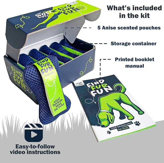 Dog Scent Training Kit – Nosework & Mental Stimulation Toy for Dogs, Interactive Hide & Seek Enrichment Game with Anise Scent Pouches