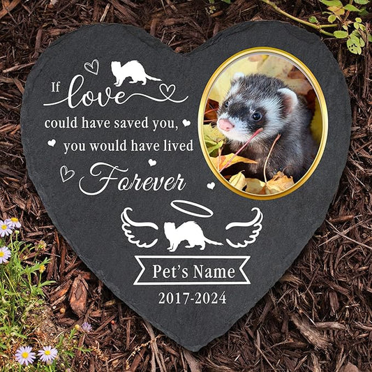 Customized Ferret Memorial Stone with Photo, Personalized Pet Grave Marker for Ferret, Ferret Headstone, Ferret Tombstone, Ferret Gravestone, Pet Memorial Gifts for Loss of Ferret