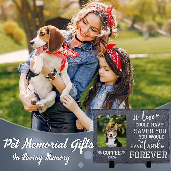 Personalized Dog & Cat Memorial Stone | Memorial Stone for Loss of Loved One | Custom Pet Grave Markers for Dogs or Cats Engraved with Pet's Name and Photo | Pet Loss Gifts for Dog or Cat Mom