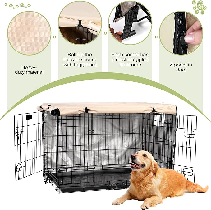 kefit Dog Crate Cover 42 inch, Kennel Cover for Dog Cage, Beige