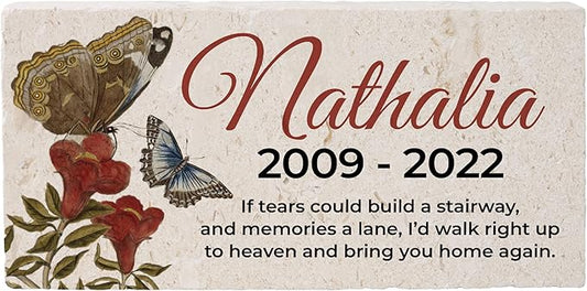 Personalized Pet Memorial Stone, 6x12 Custom Limestone Pet Grave Markers as Keepsake or Pet Remembrance, Thoughtful Pet Loss Gifts for Bereaved Pet Owners, Personalized Memorial Gifts (Nathalia)