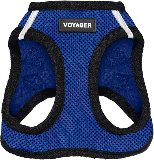 Best Pet Supplies Voyager Step-in Air Harness - All Weather Mesh, Reflective, No Pull Harness for Dogs, Cats - Secure with Hook & Loop Fastener, Buckle, Double D-Rings - Royal Blue/Black Trim, XXS