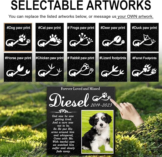 ADFSTONE Cat Memorial Stones, Pet Headstone for Loss Gifts, Animal Grave Markers - Sympathetic Dog Gift, Granite Pet Burial Markers, Personalized Pet Gravestone, Garden Stones for Bereavement