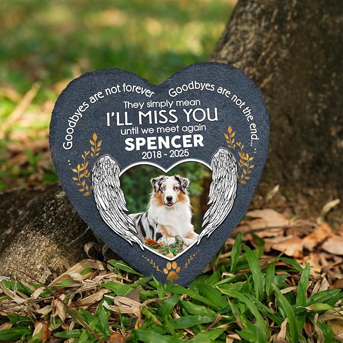 I'll Miss You Until We Meet Again Custom Photo Dog Memorial Stone, Dog Memorial Gifts for Loss of Dog, Pet Memorial Stones for Dogs, Sympathy Gifts for Dog Lovers, Pet Remembrance Gifts