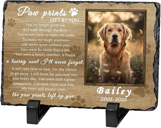 Ships Next Day Personalized Dog Memorial Gifts for Loss of Dog, Custom Pet Memorial Stone with Photo Name Date Bereavement Sympathy Gift for Dog Cat Lover