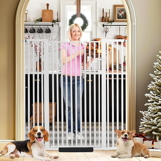 55 Inch Extra Tall Pet Gate for Cats,29.92"-48" Adjustable Wide Dog Gates,Pressure Mounted Walk Through Tall Pets Gate for Doorways,Hallway,Stairs(White)