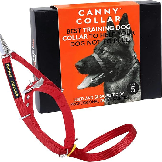 Canny Collar No-Pull Dog Head Collar | Train Your Dog to Stop Pulling & Walk On a Loose Leash | Gentle, Safe, Comfortable Training Aid | Medium/Large Dogs | Red, Size 5