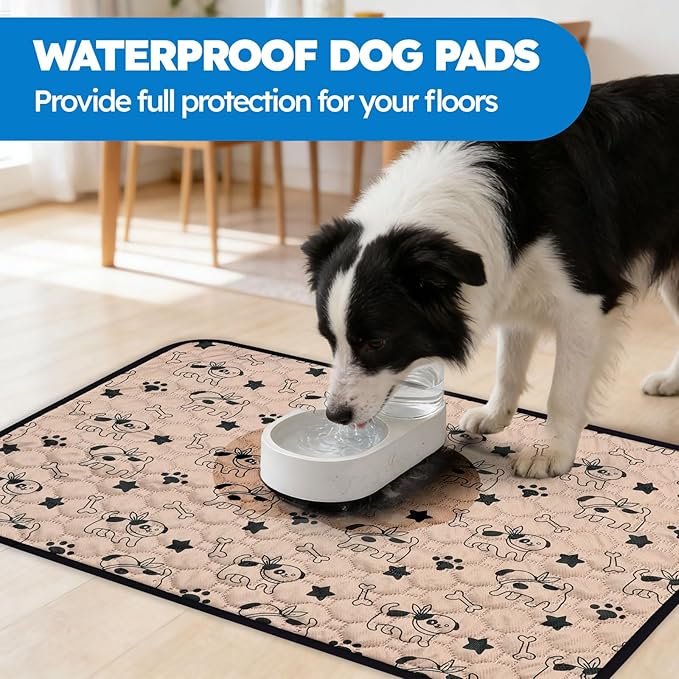 Washable Pee Pads for Dogs, Absorbent Reusable Puppy Training Pads, Leakproof, Non-Slip, Waterproof Cat Doggie Pad Pet Potty Mat for Indoor&Outdoor, Whelping, Playpen, Crate, Coffee 20"x28"