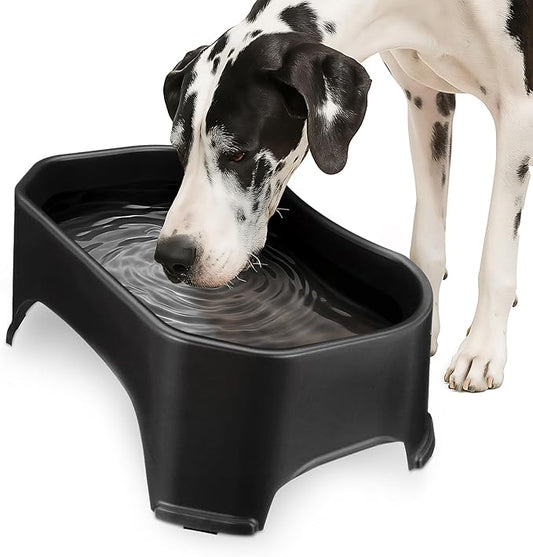 Neater Pet Brands Extra Large Water Bowl for Dogs, Outdoor Dog Water Bowl (2.25 Gallon XL Capacity), Big Trough Style Food Dish for Indoors or Outside, No Spill Large Dog Bowls, Midnight Black