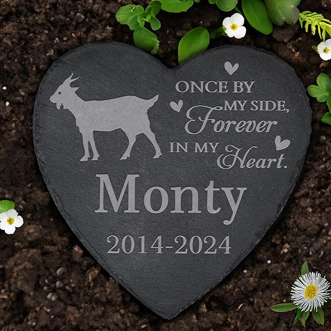 Personalized Pet Memorial, Goat Memorial Stone, Goat Tombstone, Goat Grave Marker, Goat Memorial Gifts, Goat Loss - Heart-Shaped