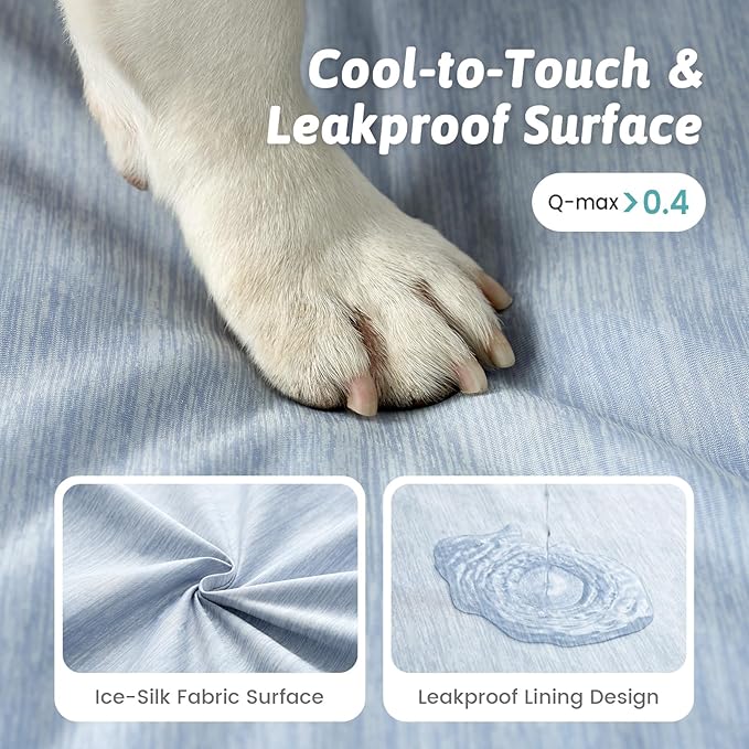 Cooling Dog Bed, Orthopedic Foam Dog Bed with Sides, Removable Cover & Waterproof Lining and Nonskid Bottom, Comfortable Pet Beds for Dogs, Blue (48" L x 32" W x 7.5" Th)