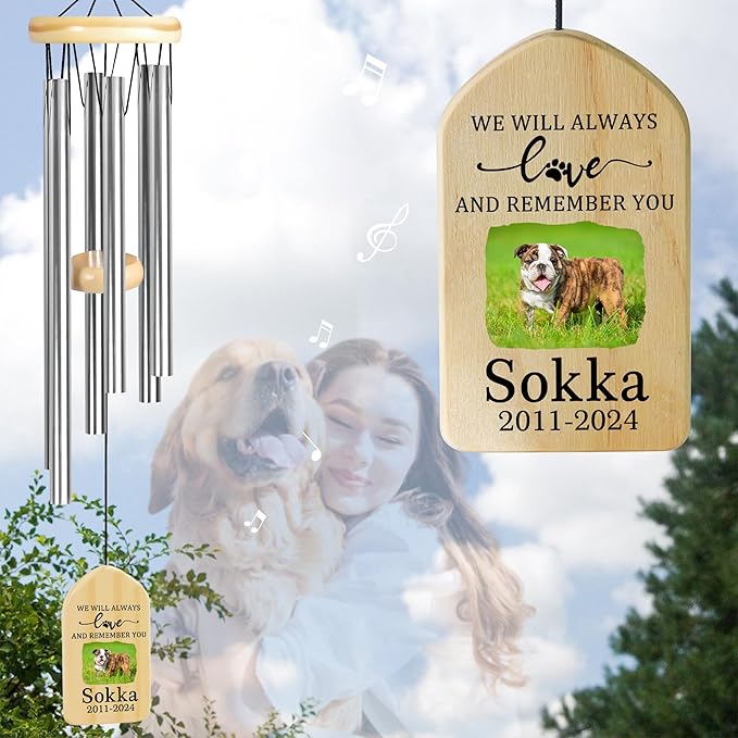 Dog Memorial Gifts for Loss of Dog, Pet Memorial Wind Chime, Pet Memorial Gifts, Pet Loss Gifts, Loss of Dog Sympathy Gift, Dog Remembrance Gift, in Memory of Dog Cat - Love and Remember You