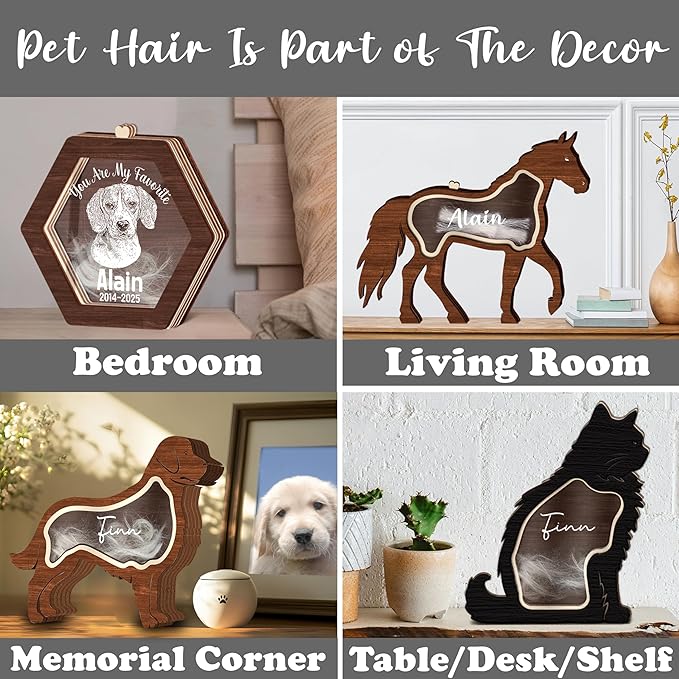9" Shih Tzu Dog Hair Keepsake Box, Wooden Pet Urns for Dogs, DIY Pet Loss Sympathy Gifts, Unique Gift Dog Shape Standable Table Decor, Idea Gift for Pet Lover Storing Fur Teeth Ashes PSD16-24L