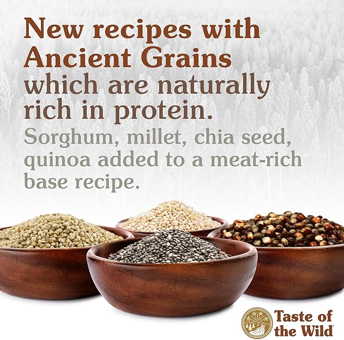 Taste of The Wild with Ancient Grains, Ancient Prairie Canine Recipe with Roasted Bison and Venison Dry Dog Food, Made with High Protein from Real Meat and Guaranteed Nutrients and Probiotics 14lb