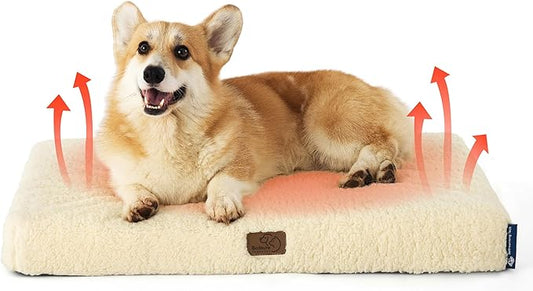 Bedsure Self Warming Dog Bed for Medium Dogs - Comfy Cat Beds with Removable Washable Cover, Orthopedic Egg Crate Foam Pet Mat, Suitable for Pet Up to 30 lbs (Non Electric)