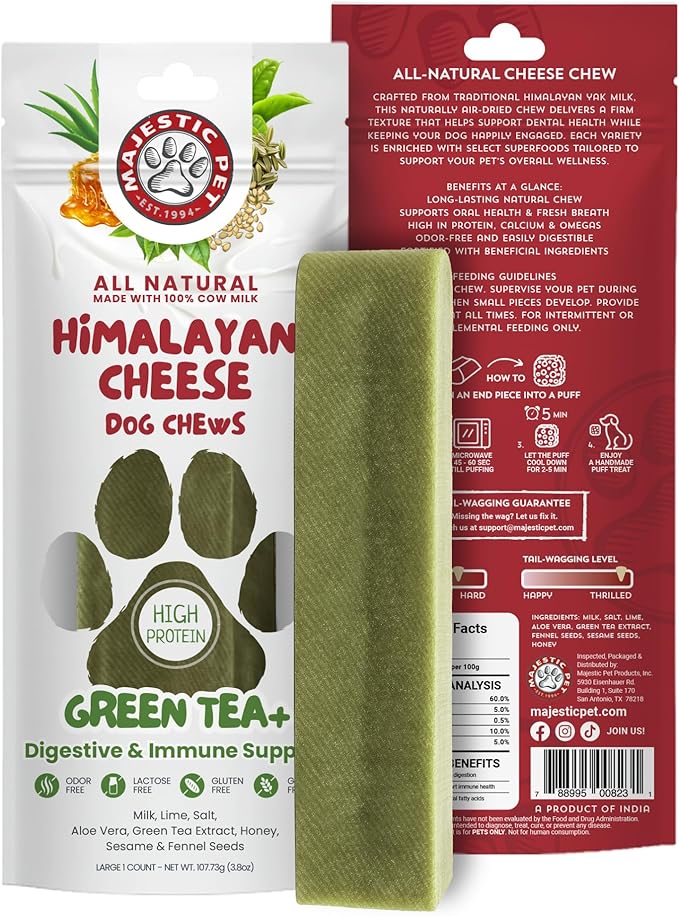 Majestic Pet Himalayan All-Natural Cheese Dog Chews - Long Lasting Dental Chew for Dogs - Healthy Pet Treats with Beneficial Ingredients (Digestive & Immune Support, Large, 1 Pack)