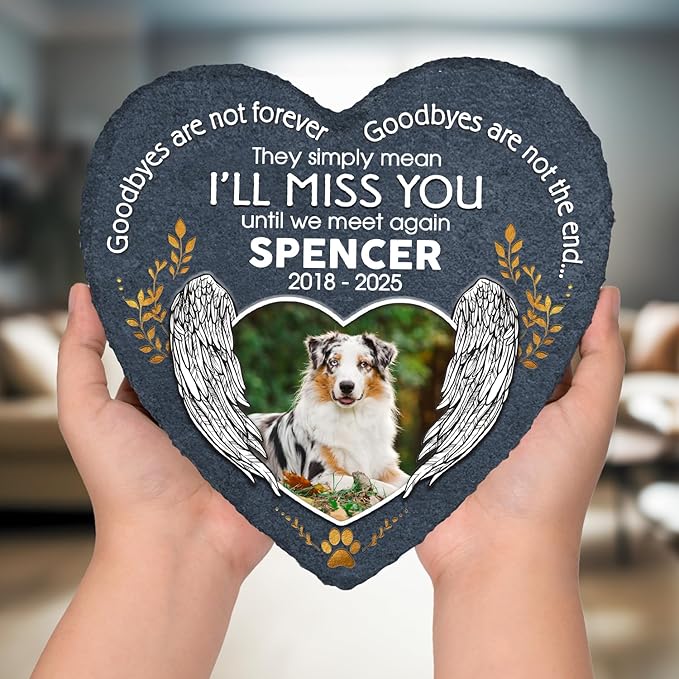 I'll Miss You Until We Meet Again Custom Photo Dog Memorial Stone, Dog Memorial Gifts for Loss of Dog, Pet Memorial Stones for Dogs, Sympathy Gifts for Dog Lovers, Pet Remembrance Gifts