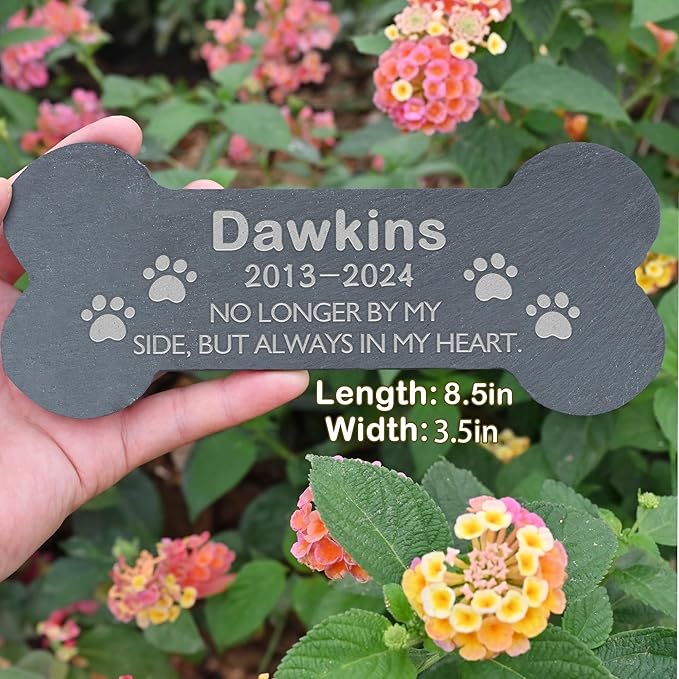 Dog Memorial Gifts for Loss of Dog, Pet Memorial Stone, Pet Memorial Gifts for Dogs, Loss of Dog Sympathy Gift, Dog Bereavement Gifts, Pet Loss Gifts - Always in My Heart Bone