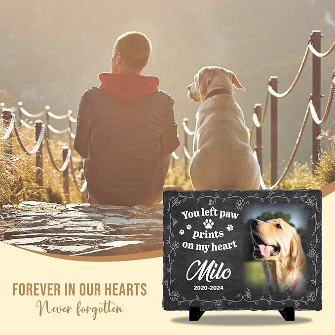 Personalized Memory Stone for Pets Dog Plaques Memorial for Cat | Pet Plaque Memorial Dog Gifts with Photo | Pet Loss Plaque Personalized Gifts for Dogs | Best Keepsakes for Furry Friends