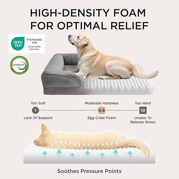 Bedsure L Plus Orthopedic Dog Bed for Large Dogs - Washable Dog Cat Bed Waterproof, L Plus Big Comfort Dogs Couch Sofa with Washable Removable Cover, Pet Bed with Nonskid Bottom, Dune Haze Blue, 38"