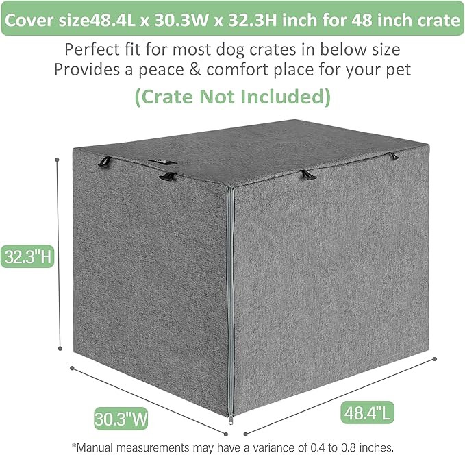 X-ZONE PET Double Door Dog Crate Cover - Polyester Pet Kennel Cover (Fits 24 30 36 42 48 inches Wire Crate) (48 Inch, Grey)