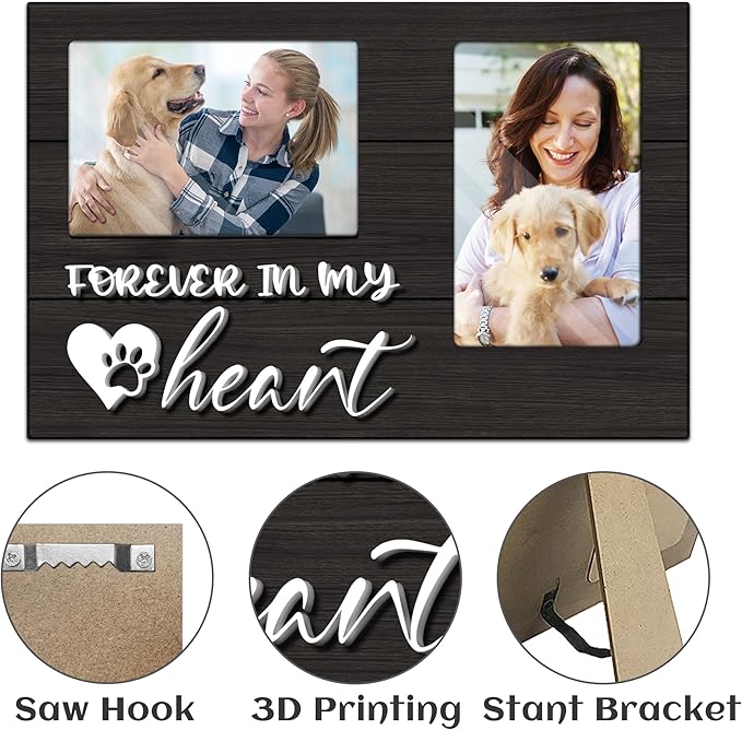 cocomong Dog Memorial Gifts for Loss of Dog, Pet Memorial Gifts Picture Frame, Sympathy Gift Pet Picture Frame Holds 2 4x6 Inches Photos for Family & Friend