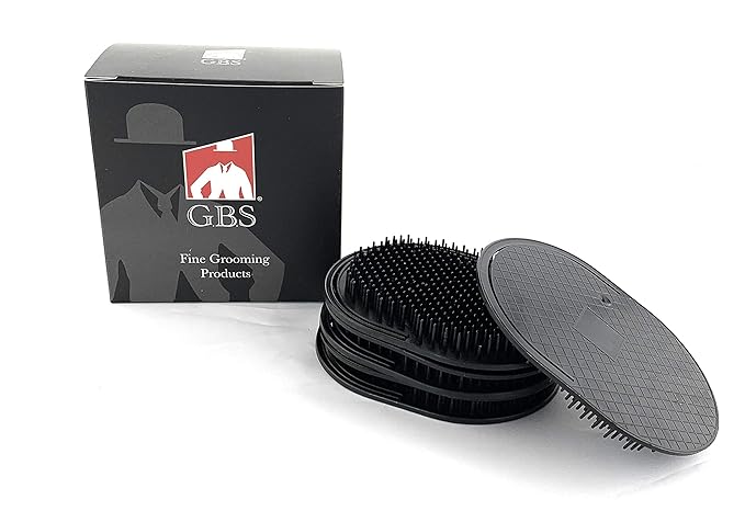 GENTS Pocket Palm Hair Brush Comb Set - 6 Pack Travel Size Detangling Brushes for Men Women Kids Pets - Scalp Massage Grooming Tools Made in USA Peines Para Cabello (Black)