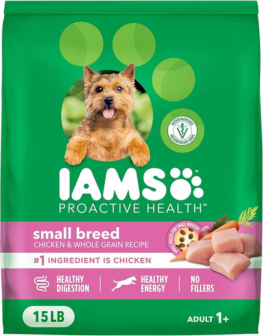 IAMS Proactive Health Dry Dog Food for Small Breeds, Adult Dog Food Dry Recipe, 15 lb. Bag