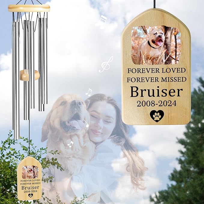 Pet Memorial Wind Chime, Pet Loss Gifts, Pet Memorial Gifts for Dogs, Dog Memorial Gifts for Loss of Dog, Loss of Dog Sympathy Gift, Dog Remembrance Gift, in Memory of Dog Cat - Forever Missed