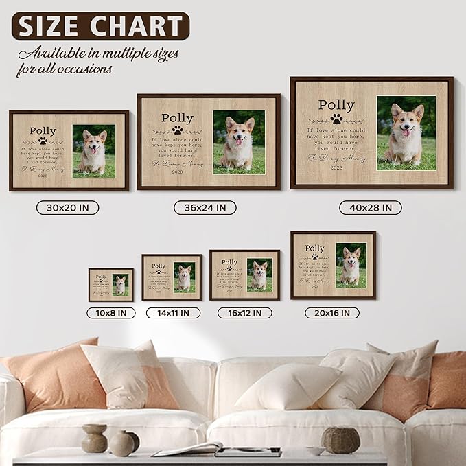 Personalized Pet Memorial Gifts with Photo for Loss of Dog, Custom Canvas Wall Art with Name and Date, Customized Decor Print with Framed, Pet Loss Sympathy Gifts for Dog Lover Owners