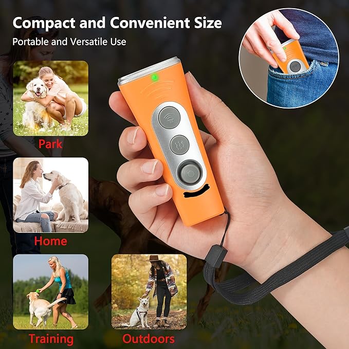 BONSO 2025 New Dog Bark Deterrent Device, 50ft Long-Range Ultrasonic Barking Control Device - Effective Anti-Barking Device to End Bad Behavior, Alternative to Shock Collars (Yellow)