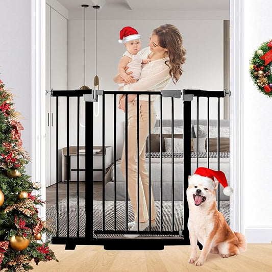 41" Tall Safety Pet Gate,Adjustable 29.92"-49.21" Wide,No Drilling Pressure Mount Kit,Auto Close Cat Gate Suitable for Stairs,Doorways (Black, 29.92"-49.21")