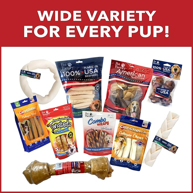 Pet Factory American Beefhide 5" Chip Rolls Dog Chew Treats - Natural Flavor, 8 Count/1 Pack