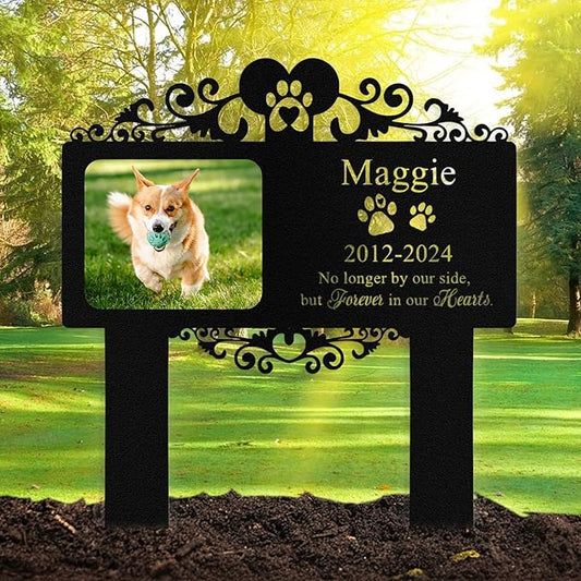 Custom Dog Grave Markers Outdoor, Personalized Pet Grave Marker Dog Memorial with Photo and Name, Outdoor Weatherproof Pet Cemetery Sign, Personalized Dog Memorial Gifts for Loss of Dog
