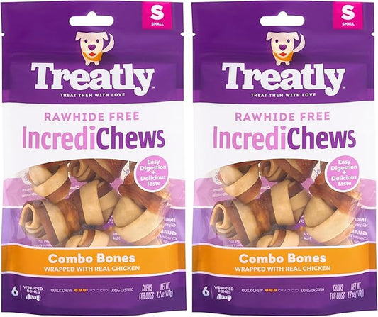 IncrediChews Bone w/Chicken Meat Wrap Dog Chew Treats - 6 Count/2 Pack