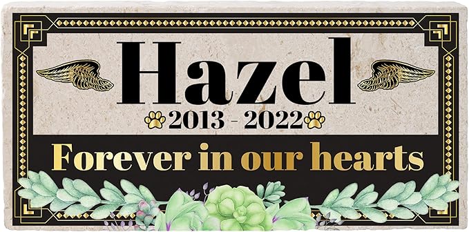 Personalized Pet Memorial Stone, 6x12 Custom Limestone Pet Grave Markers as Keepsake or Pet Remembrance, Thoughtful Pet Loss Gifts for Bereaved Pet Owners, Personalized Memorial Gifts (Hazel)