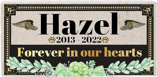 Personalized Pet Memorial Stone, 6x12 Custom Limestone Pet Grave Markers as Keepsake or Pet Remembrance, Thoughtful Pet Loss Gifts for Bereaved Pet Owners, Personalized Memorial Gifts (Hazel)