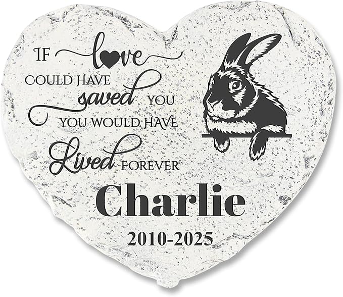 Personalized Pet Memorial Stone - Garden Memorial Stone Customized- Rabbit Headstone - Rabbit Tombstone - Pet Loss Gifts - Memorial Plaque Outdoor