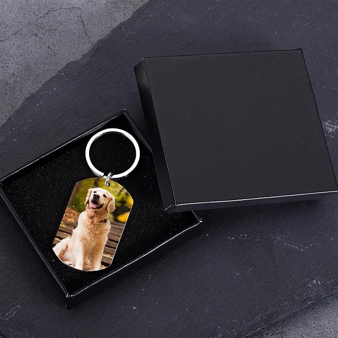 Custom Pet Photo Keychain - Personalized Memorial Keychain with Photo Name for Pet Loss Remembrance Dog Memory Sympathy Gifts