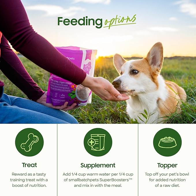 smallbatch Freeze Dried Dog Treats, Superfood Food Topper Beef Bites for Dogs & Cats, Probiotics, Organic Ingredients, High Protein, Grain Free Healthy Treat Food Topper, Made in the USA, 18 oz Bag