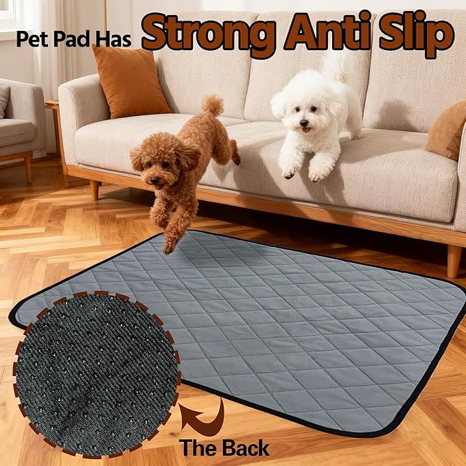 Washable Pee Pads for Dogs,Waterproof Dog Training Pads,Playpen Mat,Non-Slip Potty Pads,Super Absorbent Whelping Pads,Puppy Pad with Rounded Corn,Potty Pads (24x36(2 Pack))