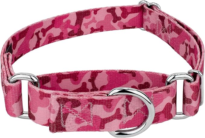 Country Brook Petz - Pink Bone Camo Martingale Dog Collar - Camouflage Collection Featuring Rugged Designs (1 Inch, Large)