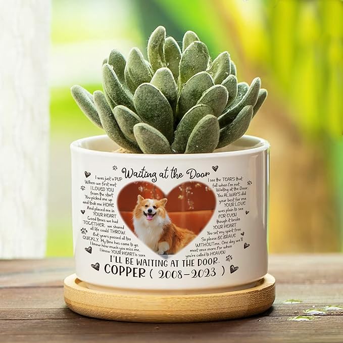 Customized Dog Memorial Picture Plant Pots Pet Remembrance Dog Photo Plant Pot Bedroom Decor Funeral Keepsake Memorial Bereavement Gifts For Loss Of Picture Gifts For Someone Lost