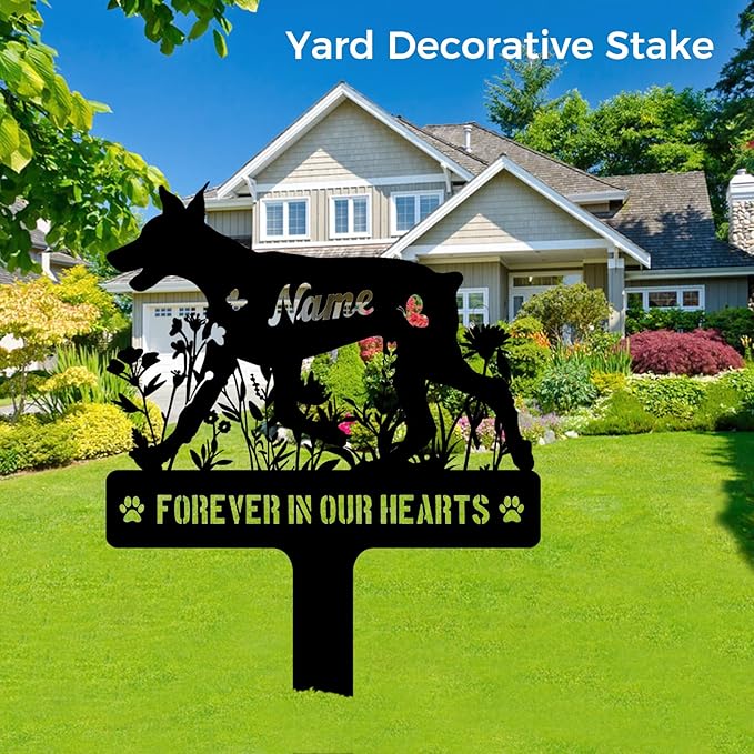 Custom Doberman Pinscher Dobie Dog Memorial Stake, Personalized Dog Grave Marker, Metal Pet Tombstone, Outdoor Sympathy Sign for Garden Yard Decor, Pet Loss Gift