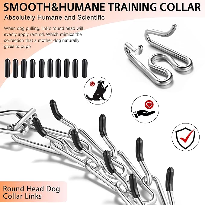 Stainless Steel Dog Training Collar, Quick Release Buckle, Adjustable Collar for Large Medium Small Dogs (Silver, XL Neck Girth 14.5"-21.5")