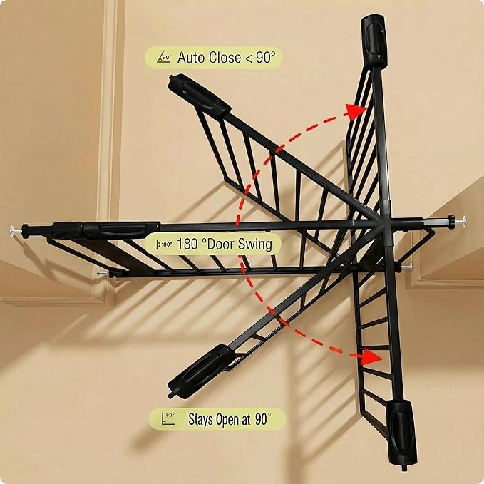 Extra Wide Baby Gate 85.8-90.5 Inch, Pressure Mounted No Drilling, for Stairs & Doorways, Metal Black Indoor Safety Gate for Kids and Dogs