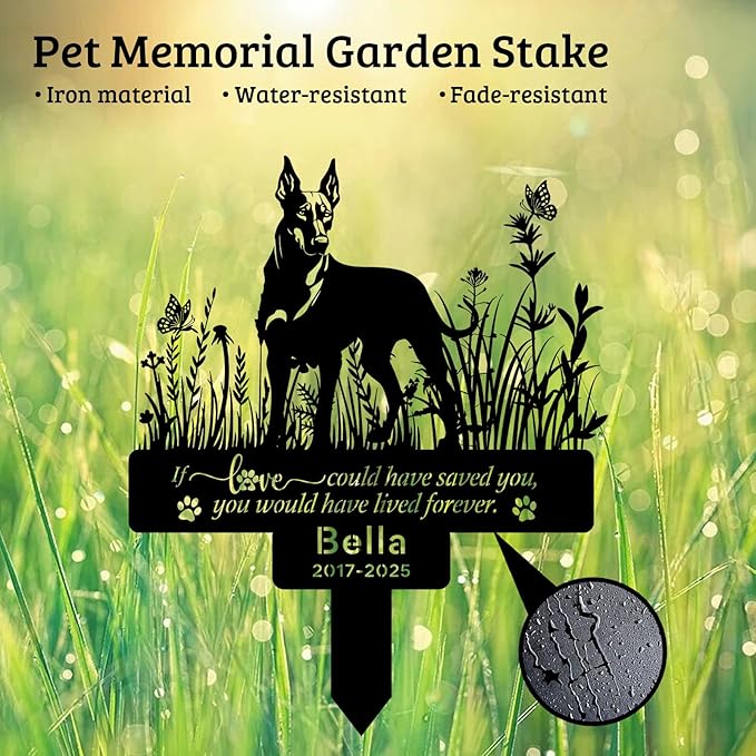 Personalized Pet Doberman Memorial Plaque, Custom Pet Doberman Memorial Stake with Name Date, Pet Doberman Grave Marker for Outdoor Cemetery, Garden & Yard, Custom Pet Doberman Loss Gifts