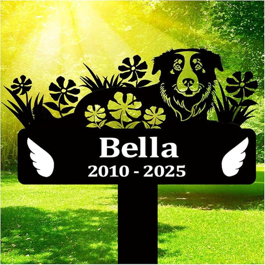 Pet Grave Markers Dog,Metal Pet Headstone for Lost Dog Sympathy Gift,Waterproof Dog Grave Markers for Garden or Indoor,Dog Tombstone Garden Memorial Graves (Dog)