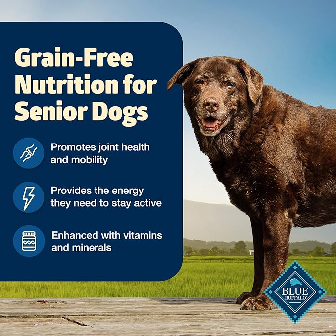 Blue Buffalo Freedom Grain-Free Senior Dry Dog Food, Provides Energy to Stay Active, Made in the USA with Natural Ingredients, Chicken & Potatoes, 11-lb Bag